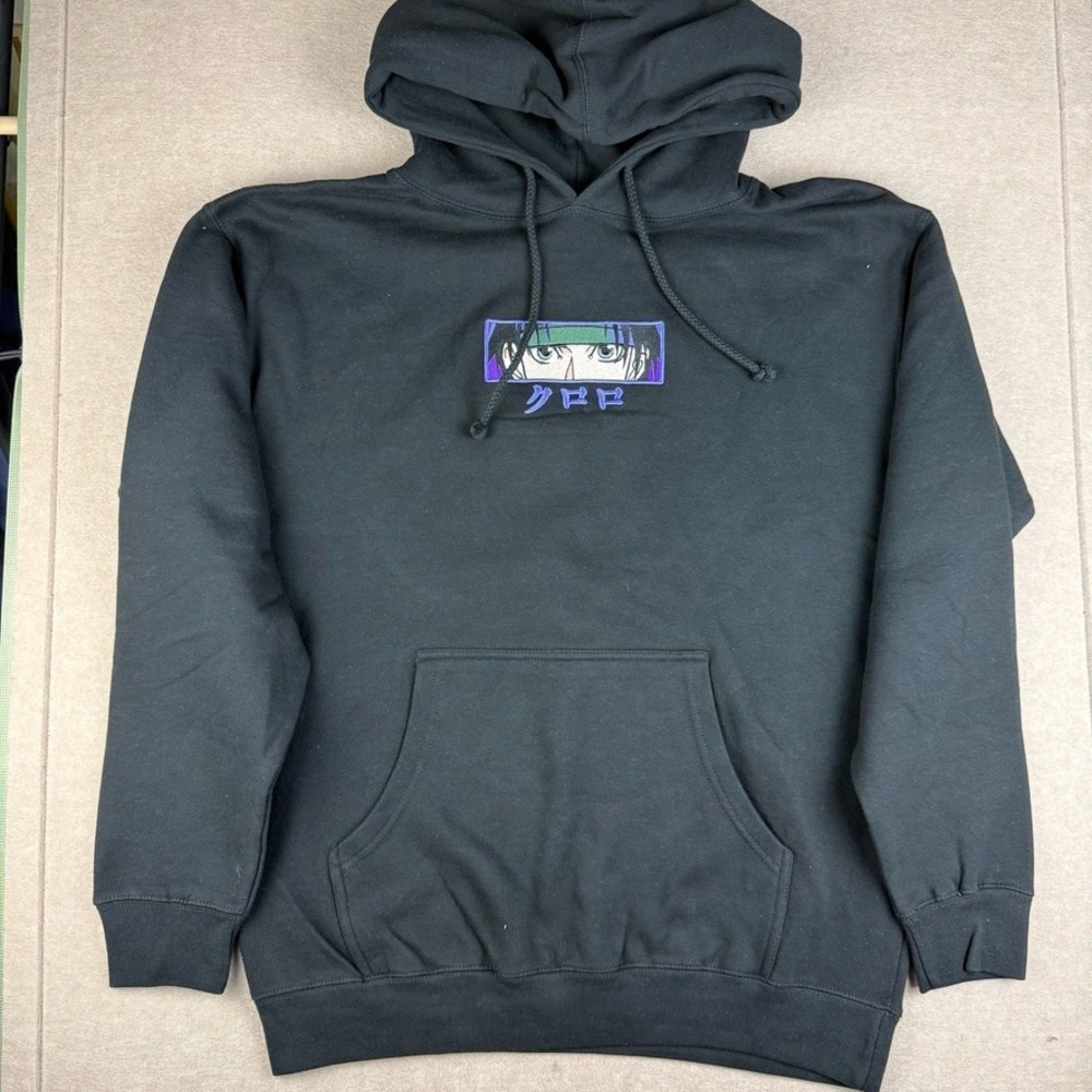 Hypland x Hunter x Hunter Hoodie Mens L Black Chrollo Eyes Anime Embroidered